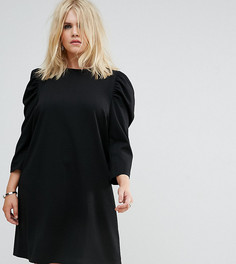 Креповое платье мини с пышными рукавами ASOS CURVE - Черный