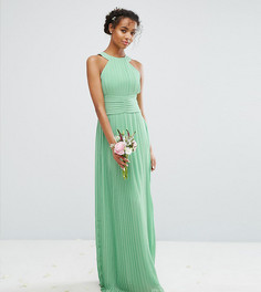 Плиссированное платье макси с высокой горловиной TFNC WEDDING - Зеленый