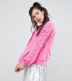 Трикотажный топ с оборками на рукавах ASOS TALL - Розовый