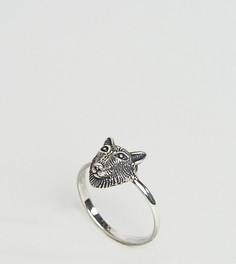 Серебряное кольцо с головой волка ASOS - Серебряный
