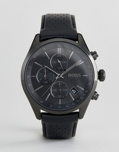 Черные часы с хронографом и кожаным ремешком BOSS By Hugo Boss 1513474 Grand Prix - Черный