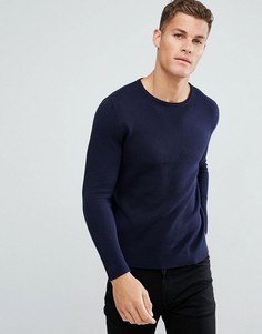 Вязаный фактурный джемпер Burton Menswear - Темно-синий