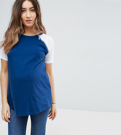 Футболка в стиле колор блок с молниями ASOS Maternity NURSING - Темно-синий