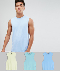 3 майки с углубленной проймой ASOS - СКИДКА - Мульти