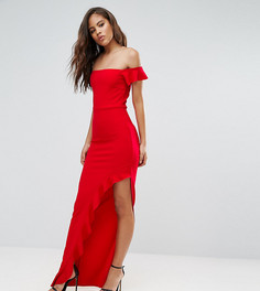Платье макси с вырезом лодочкой и короткими рукавами Missguided Tall - Красный