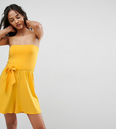 Трикотажный ромпер-бандо с поясом ASOS TALL - Желтый