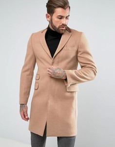 Классическое однобортное пальто с бархатной отделкой Gianni Feraud - Светло-серый