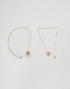 Тонкие проволочные серьги-протяжки с витой отделкой ASOS - Золотой