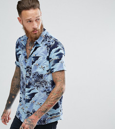 Голубая рубашка с гавайским принтом Rollas Bon - Синий Rollas