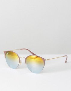 Солнцезащитные очки с круглыми стеклами в полуоправе Ray Ban - Золотой