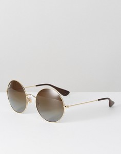 Круглые солнцезащитные оверсайз-очки с коричневыми стеклами деграде Ray Ban - Коричневый