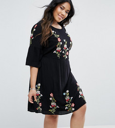 Приталенное платье с вышивкой Junarose Prairie - Черный