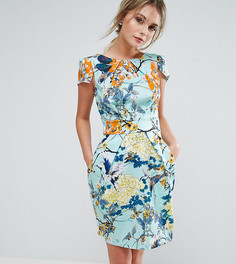 Платье с короткими рукавами и цветочным принтом Closet - Мульти
