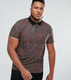 Поло из пике со сплошным принтом пейсли ASOS PLUS - Мульти