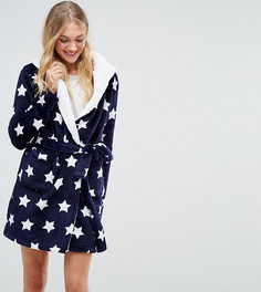 Пушистый халат со звездами ASOS TALL - Темно-синий