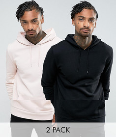 Комплект из 2 длинных худи (розовый/черный) ASOS - СКИДКА - Мульти