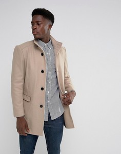 Пальто с воротником-стойкой из ткани с добавлением шерсти Selected Homme - Бежевый