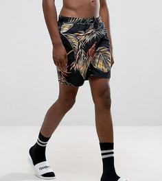 Шорты для плавания средней длины с цветочным принтом ASOS TALL - Черный