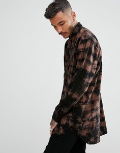 Клетчатая рубашка классического кроя с принтом тай-дай ASOS - Черный
