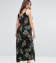 Платье макси с цветочным принтом New Look Curve - Черный