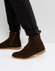 Коричневые замшевые ботинки на шнуровке Selected Homme Royce - Коричневый