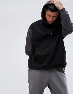 Oversize-худи из флиса с контрастными рукавами ASOS - Черный