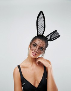 Повязка на голову с большими ушами и вуалеткой ASOS Halloween - Черный