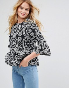 Свободный топ с вышивкой ASOS Premium - Черный