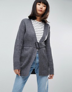 Кардиган миди с поясом ASOS - Серый
