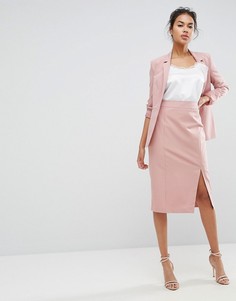 Комбинируемая юбка-карандаш с завышенной талией и разрезом сбоку ASOS - Розовый