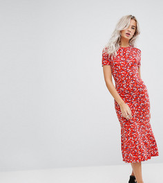 Чайное платье макси с цветочным принтом ASOS PETITE City - Красный