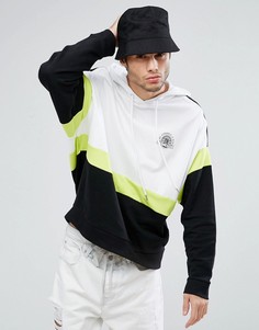 Худи оверсайз с флисовой полоской и принтом на груди ASOS - Белый
