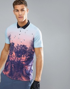 Поло с принтом Ted Baker Golf - Синий