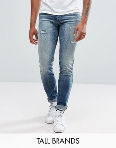 Джинсы слим с рваной отделкой Jack &amp; Jones TALL - Синий