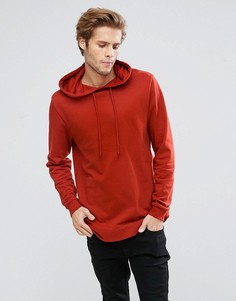 Длинный худи с закругленным краем ASOS - Красный