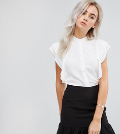 Блузка с рюшами на плечах ASOS PETITE - Белый