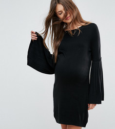 Трикотажное платье с плиссированными рукавами ASOS Maternity - Черный