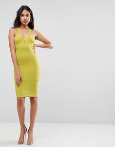Облегающее платье миди с вырезом ASOS - Зеленый