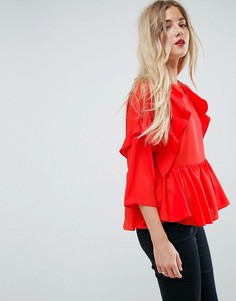Свободный топ с оборками ASOS - Оранжевый