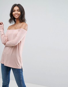 Свободный топ с открытыми плечами ASOS - Розовый