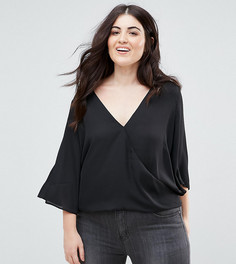 Топ с запахом и расклешенными рукавами ASOS CURVE - Черный