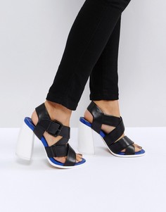 Кожаные премиум-босоножки на каблуке ASOS WHITE TULIPA - Черный