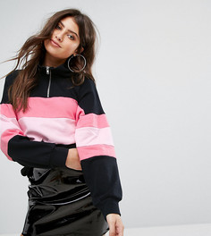 Топ в полоску с воротом на молнии PrettyLittleThing - Черный