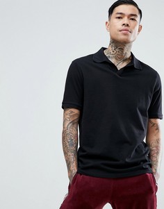 Трикотажная футболка-поло свободного кроя ASOS - Черный