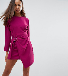 Платье миди с рукавами летучая мышь и запахом на юбке ASOS PETITE - Фиолетовый