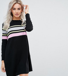 Свободное трикотажное платье в полоску ASOS PETITE - Мульти