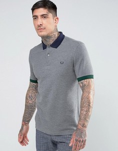 Фактурное облегающее поло с контрастным воротником Fred Perry - Серый