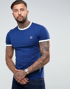 Синяя футболка узкого кроя Fred Perry Sports Authentic Ringer - Темно-синий