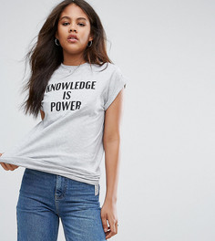 Футболка с принтом Knowledge is Power ASOS TALL - Серый