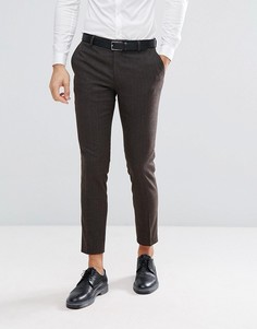 Облегающие брюки из твида в елочку Jack &amp; Jones - Коричневый
